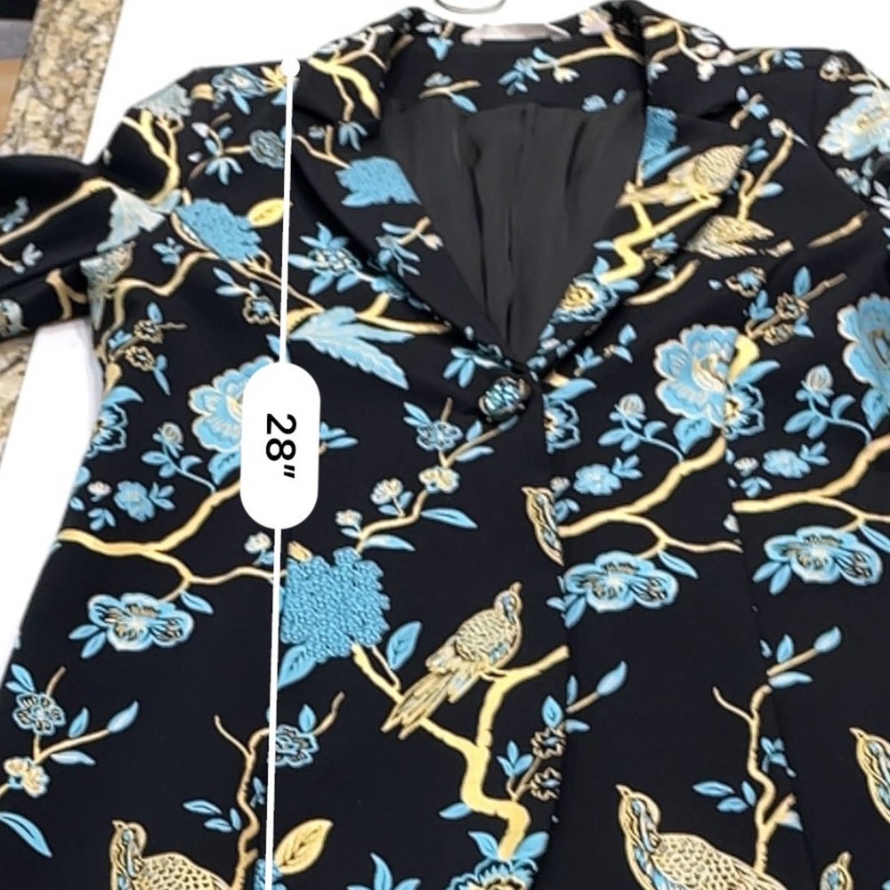 SOFT SURROUNDINGS Metallic black jacket with gold & blue floral print - Picture 4 of 8